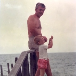 Cover art for the How To Say Goodbye single: photo of Holben and his Grampa flying a a kite when Holben was a little kid